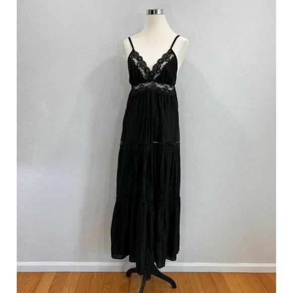 Berrette New York Night Gown Womans M Black Lingerie Lace V Neck Vintage - Picture 2 of 10